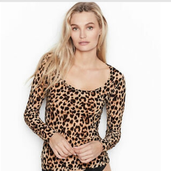 SALE -🥰😊🤗VICTORIA'S SECRET Mesh Top Blouse Tunic Leopard - Picture 2 of 6